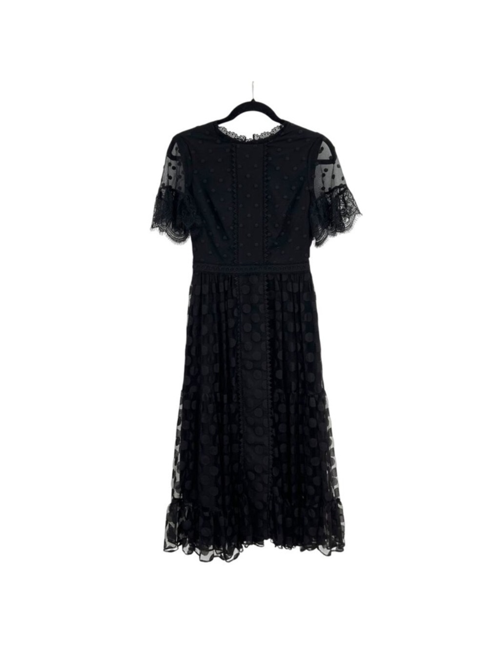 Elegant Saloni Black Lace Andi Polka Dot Dress - Picture 2 of 10